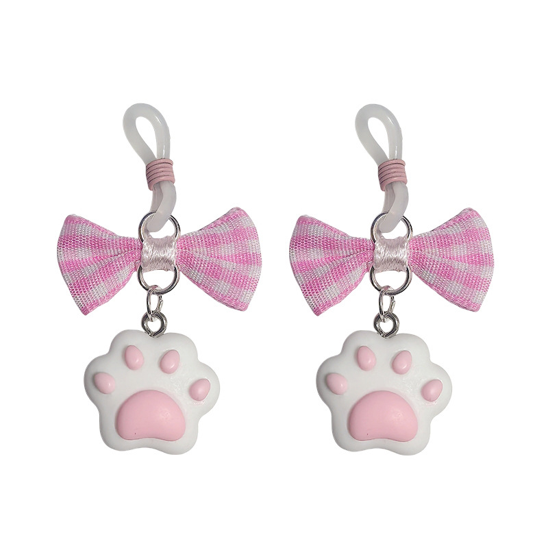 Cat Paw with Bow Silicone Loop Non-Piercing Nipple Rings - PinkPawBow - image 1