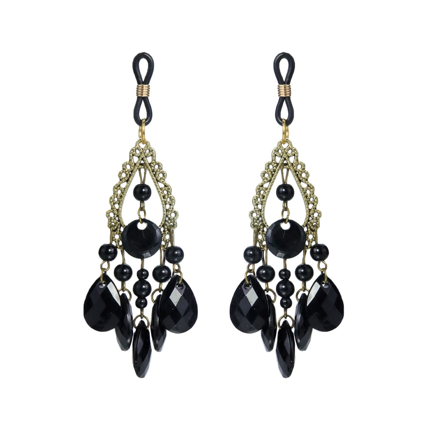 Elastic Bohemian Loop Non-Piercing Nipple Rings - BlackGoldLoop - image 1