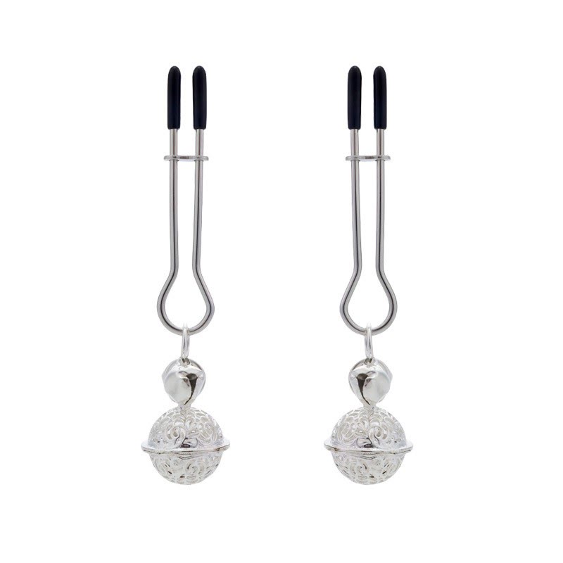Bell Pendant Adjustable Nipple Rings - SilverUClamp - image 2