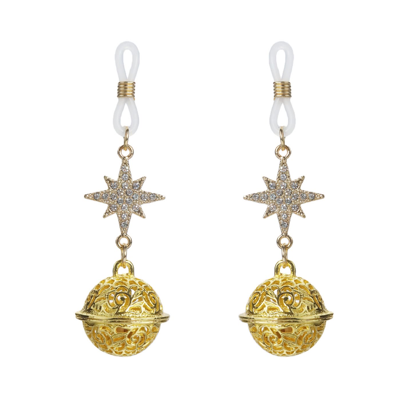 Gold Star & Filigree Bell Non-Piercing Nipple Rings - GoldLoop - image 1