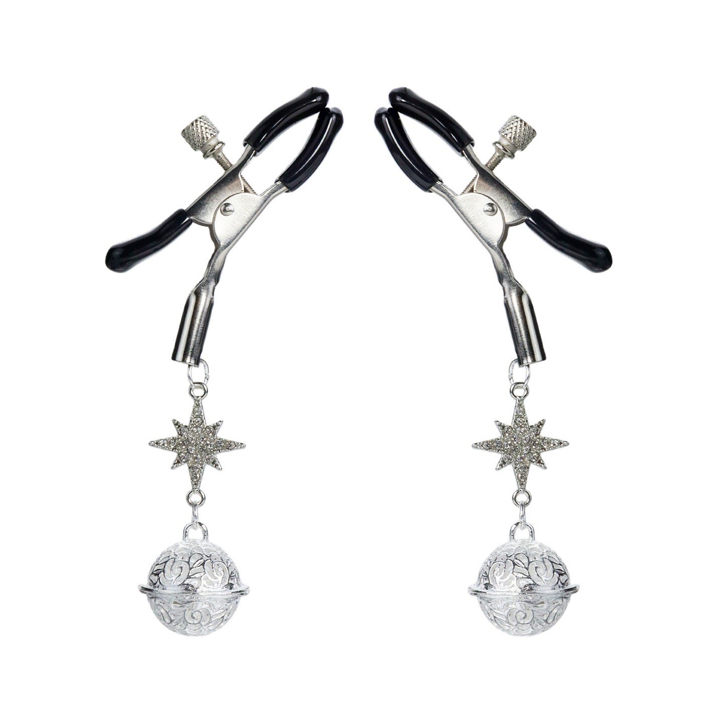 Gold Star & Filigree Bell Non-Piercing Nipple Rings - SilverAlligator - image 4