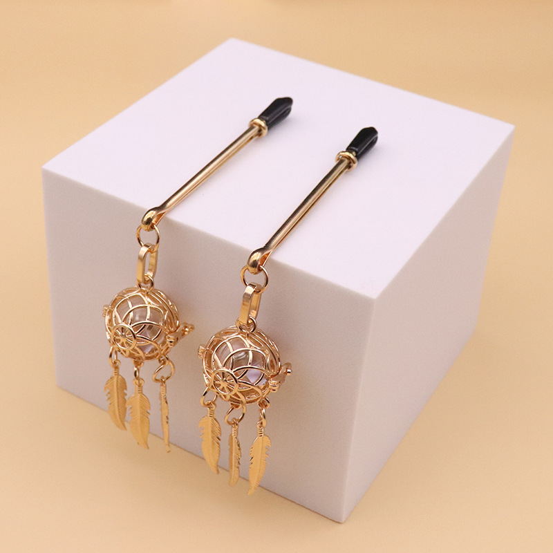 Gold Dreamcatcher Feather Nipple Rings - image 2