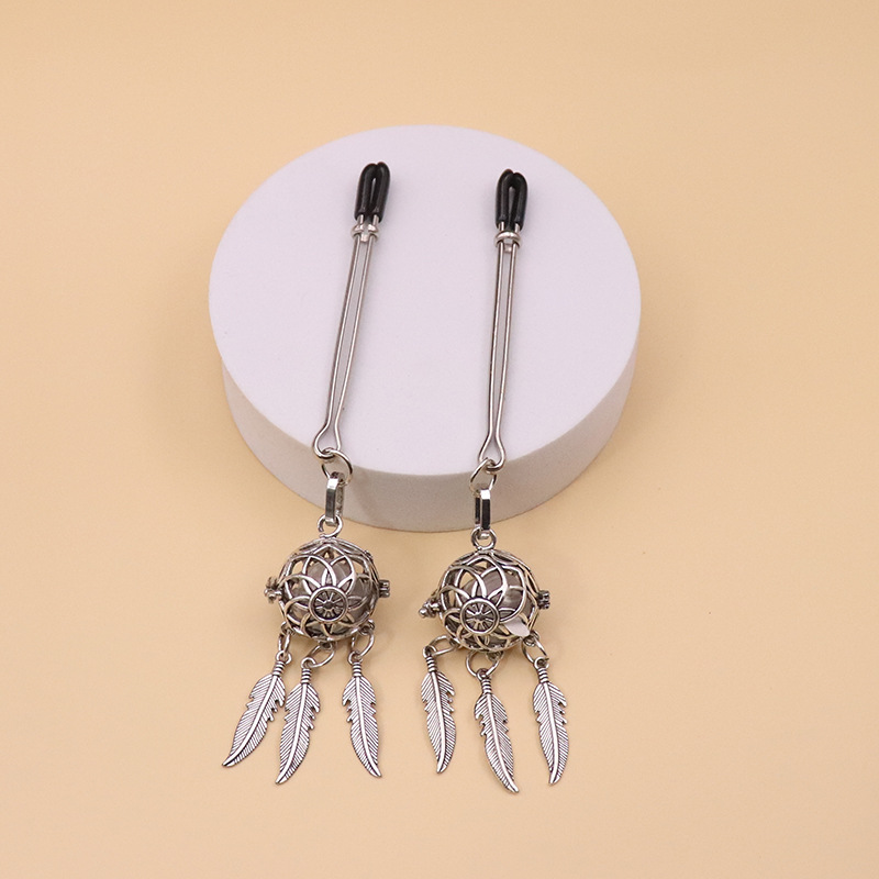 Gold Dreamcatcher Feather Nipple Rings - SilverNarrowColor - image 6