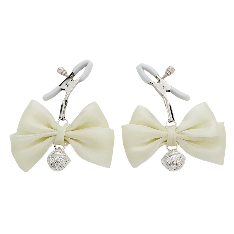 Bow Holographic Adjustable Nipple Rings - WhiteWhiteClip - image 5
