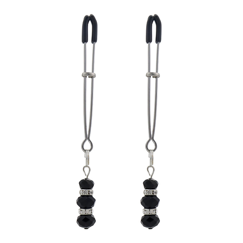 Rhinestone Pendant Adjustable Nipple Rings - SilverClip - image 2