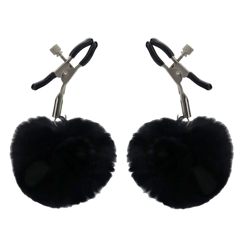 White Fur Pom-Pom Nipple Rings - image 1