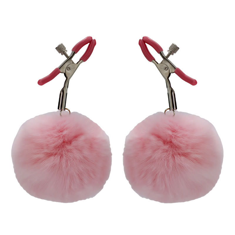 White Fur Pom-Pom Nipple Rings - image 2