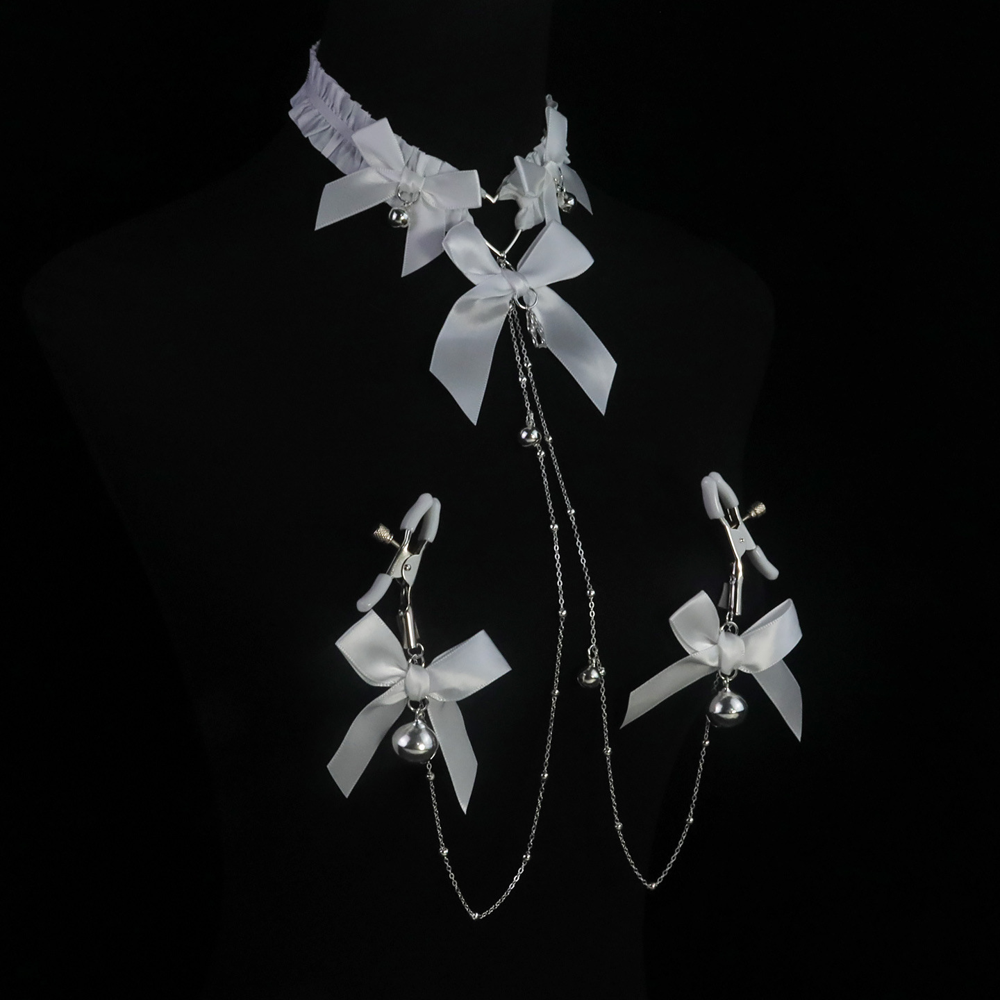 Bell Collar Chain Non-Piercing Nipple Rings - Clamp - image 2