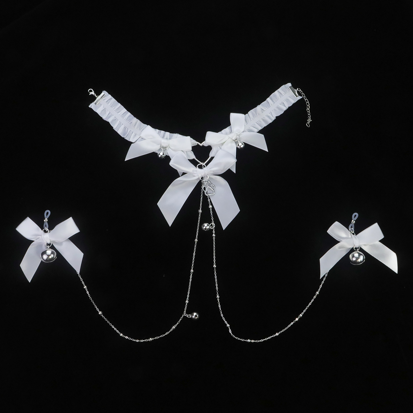 Bell Collar Chain Non-Piercing Nipple Rings - Loop - image 1