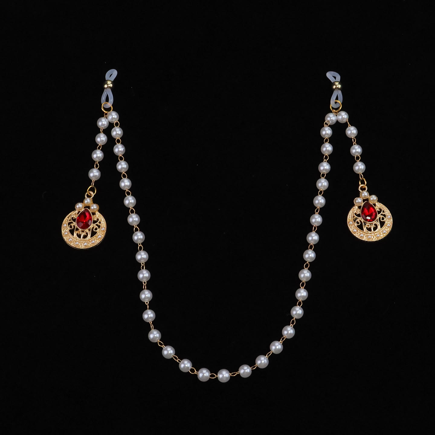 Red Gem Baroque Pearl Pendant Nipple Rings - image 2