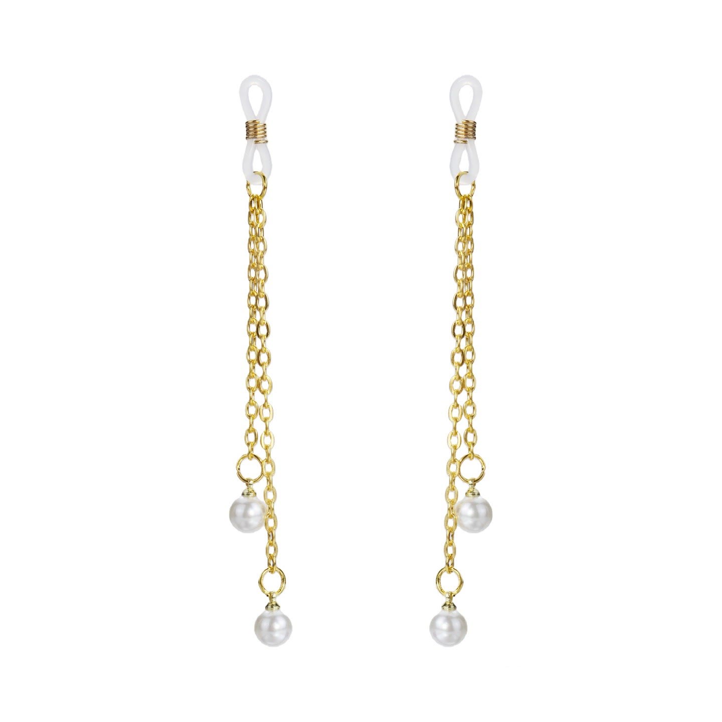Pearl Drop Chain Non-Piercing Nipple Rings - GoldShort - image 1