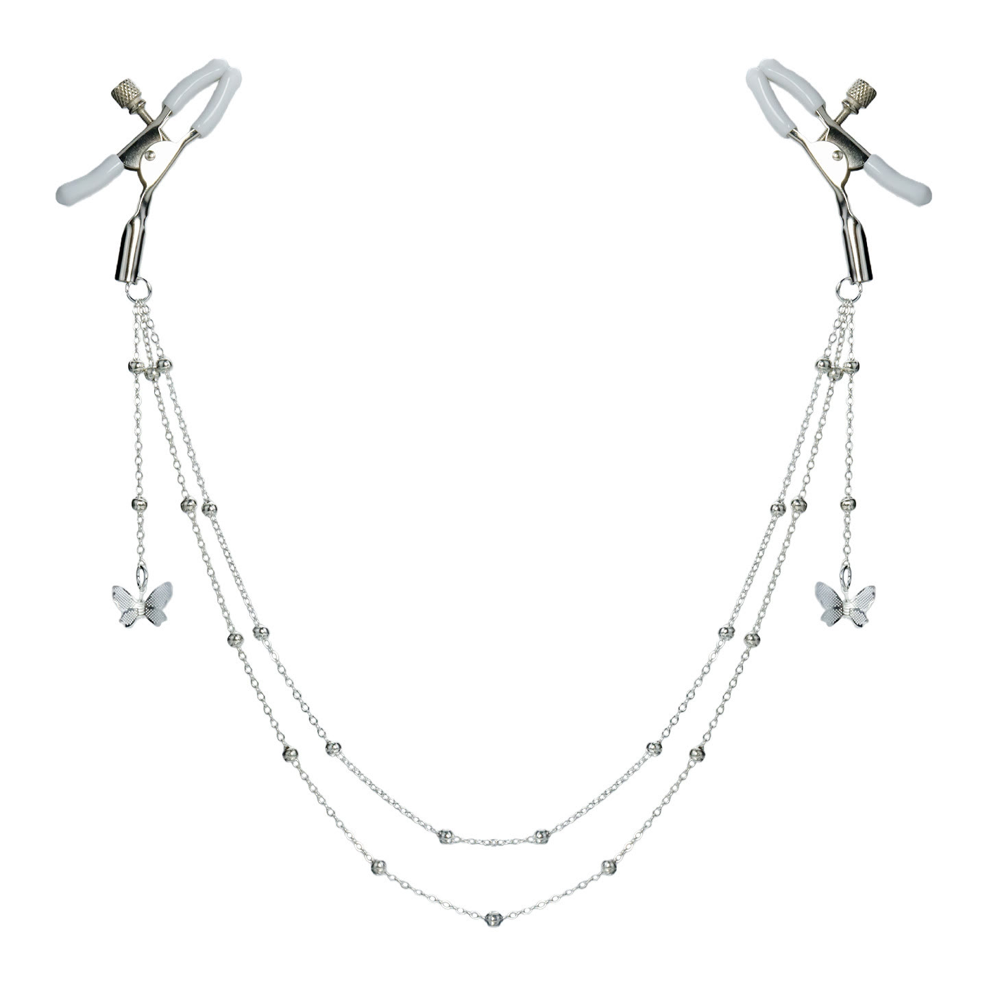 Butterfly Elastic Loop Adjustable Nipple Rings - SilverAlligator - image 4