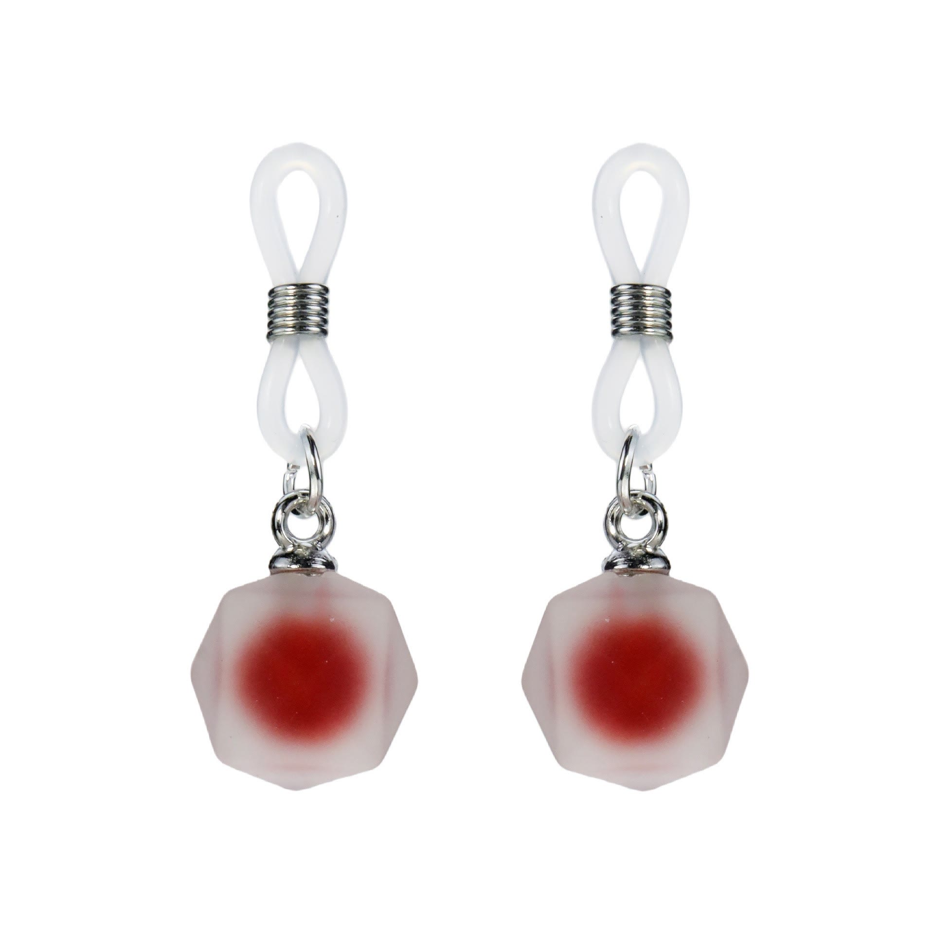 Frosted Heart Non-Piercing Nipple Rings - RedSquareClear - image 2