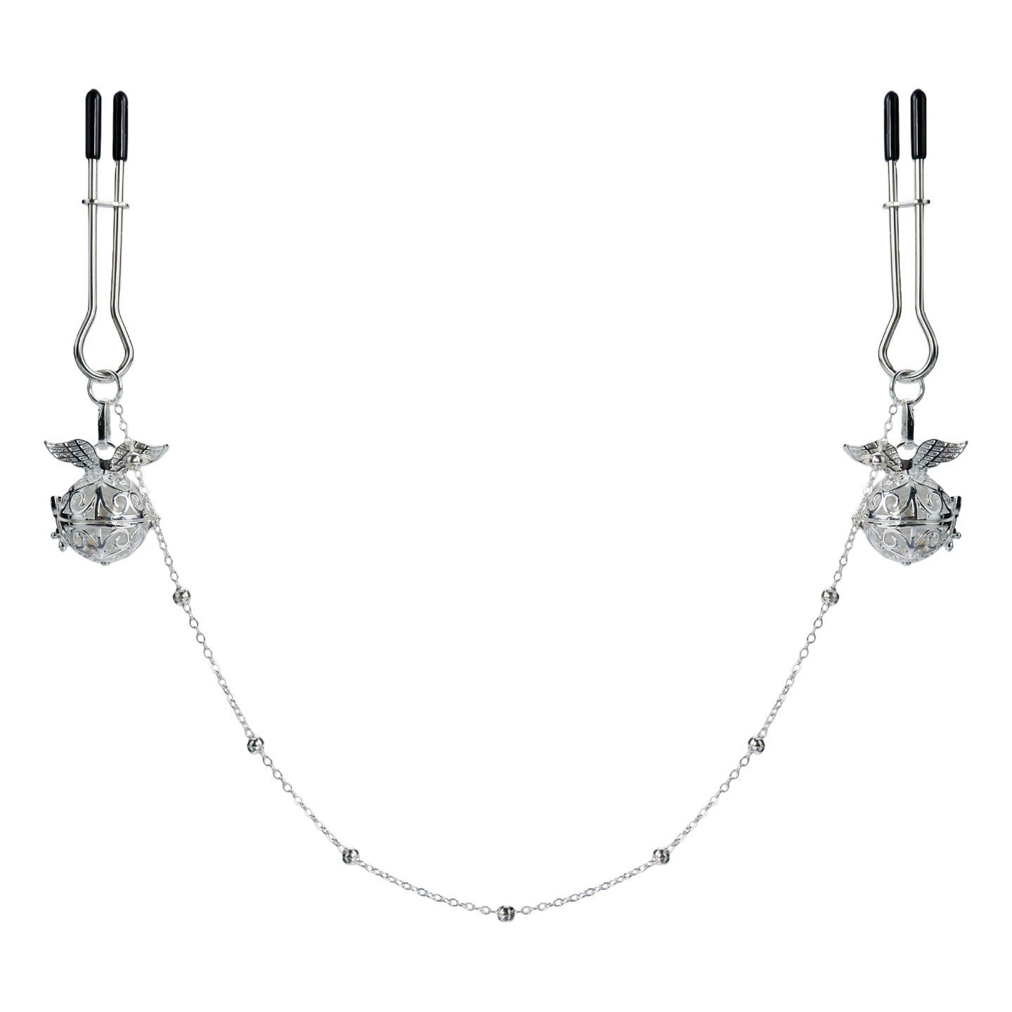 Chain LED Adjustable Nipple Rings - SilverUClampChain - image 1