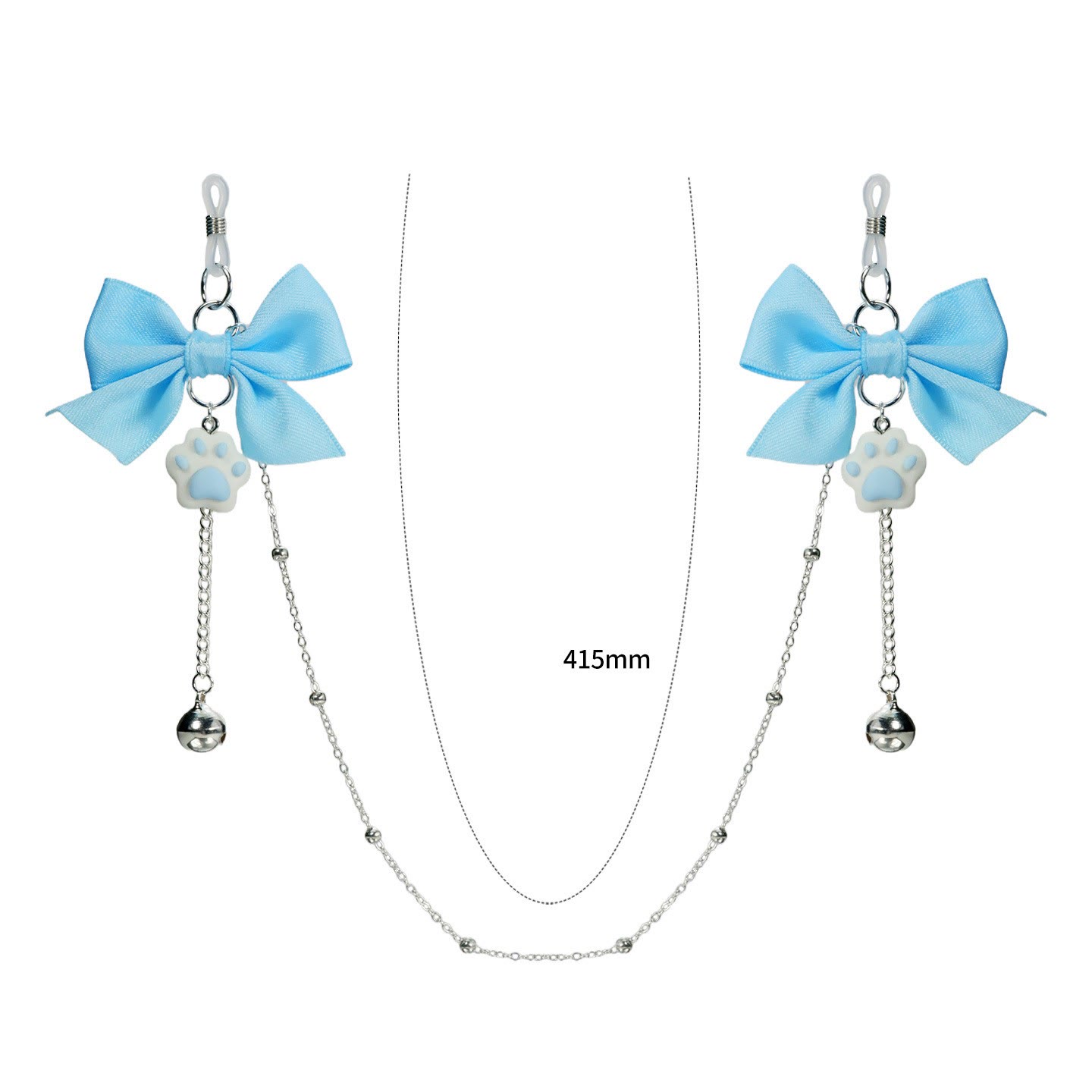 Nude Pink Bow Cat Paw Non-Piercing Nipple Rings with Chain - BlueLoop - image 2