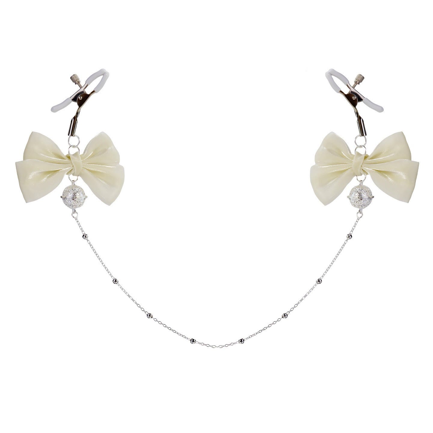 Bow Bell Holographic Adjustable Nipple Rings - White - image 1