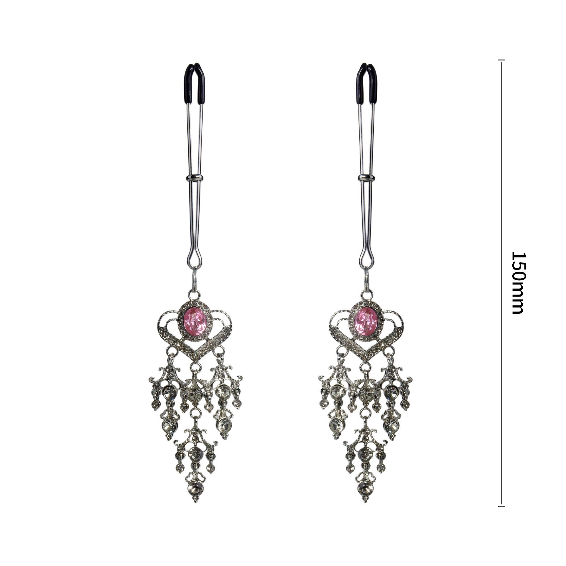 Pink Gem Rhinestone Chandelier Nipple Rings - VClamp - image 3
