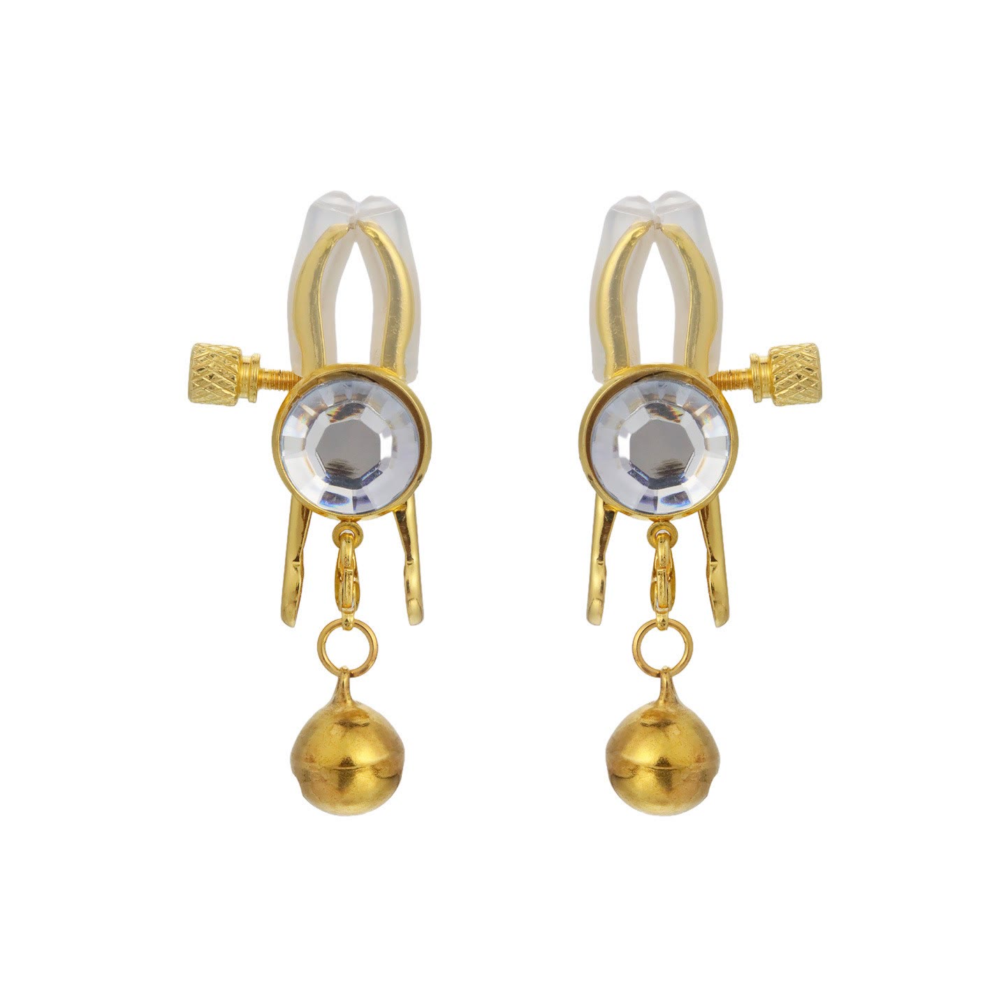 Red Gem & Bell Adjustable Nipple Rings - ClearGoldBell - image 2