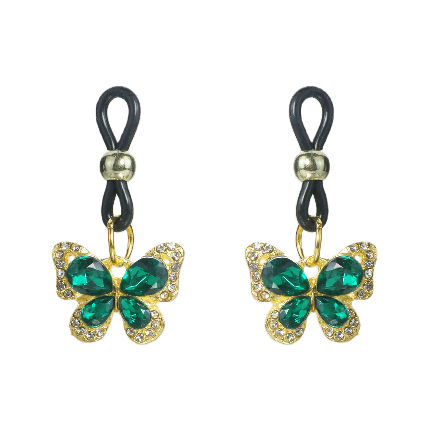 Butterfly Rhinestone Adjustable Nipple Rings - Loop - image 1
