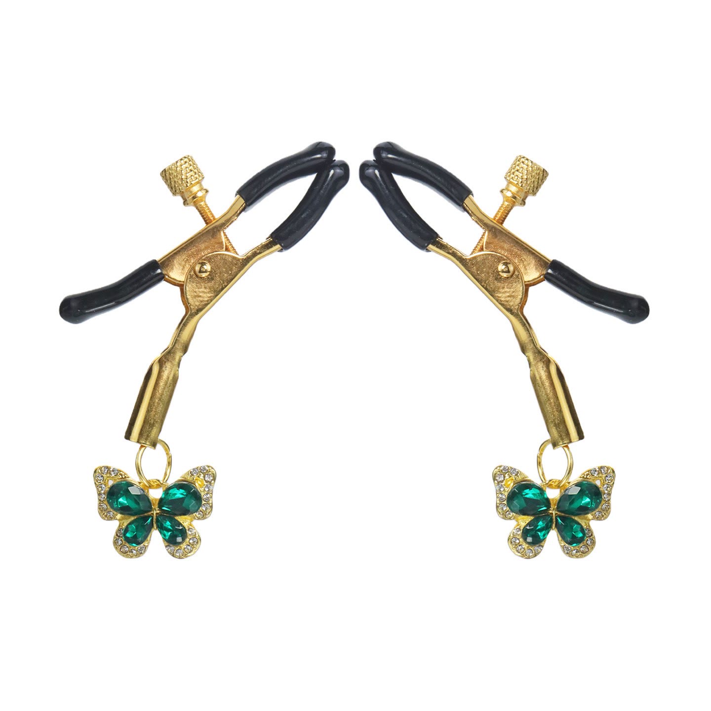 Butterfly Rhinestone Adjustable Nipple Rings - Alligator - image 2