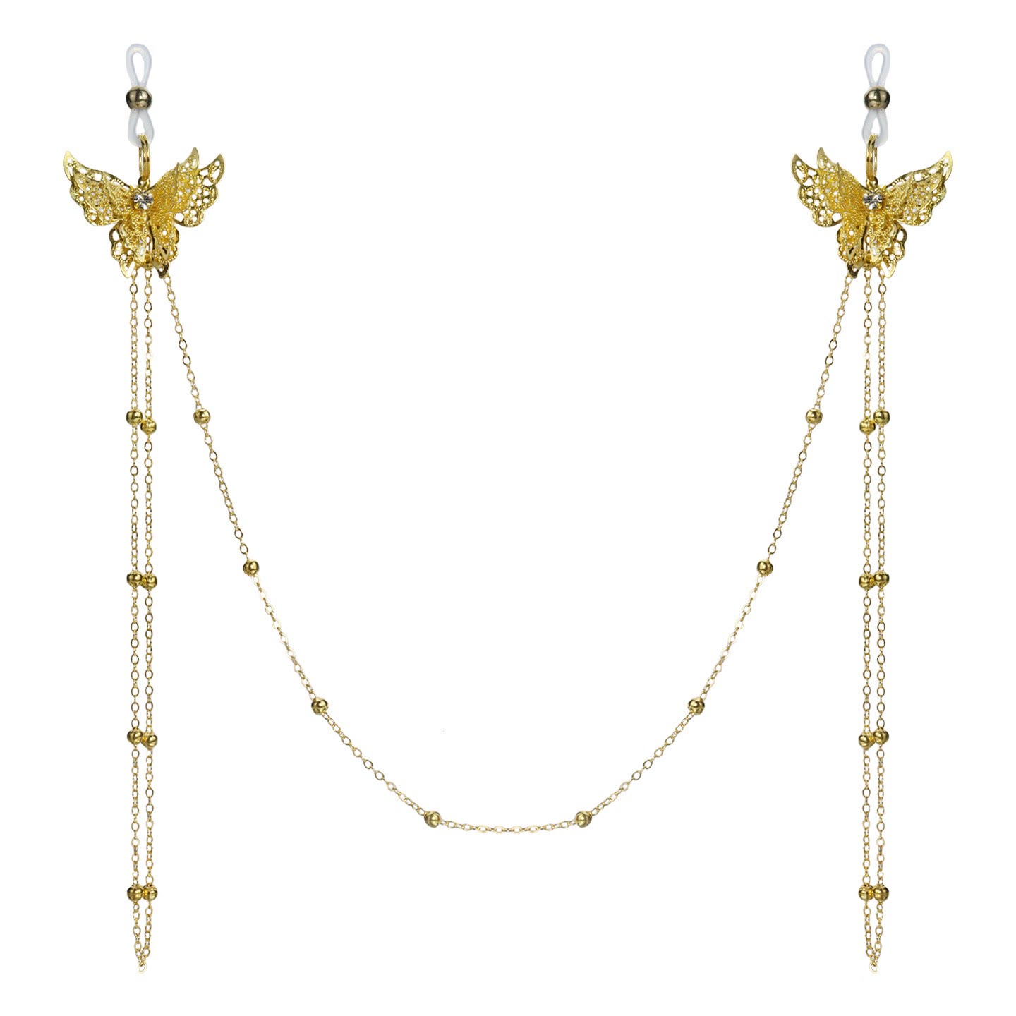 Butterfly Chain Elastic Adjustable Nipple Rings - GoldLoop - image 2