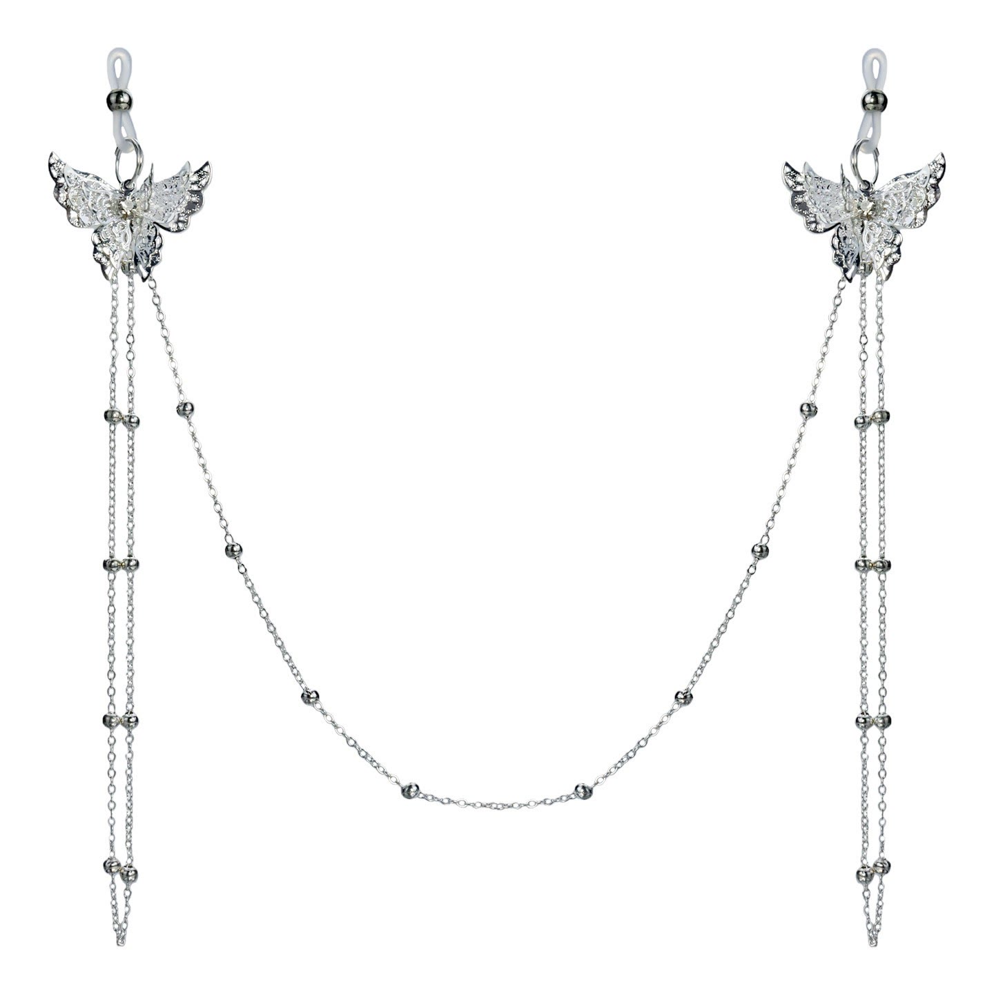 Butterfly Chain Elastic Adjustable Nipple Rings - SilverLoop - image 1