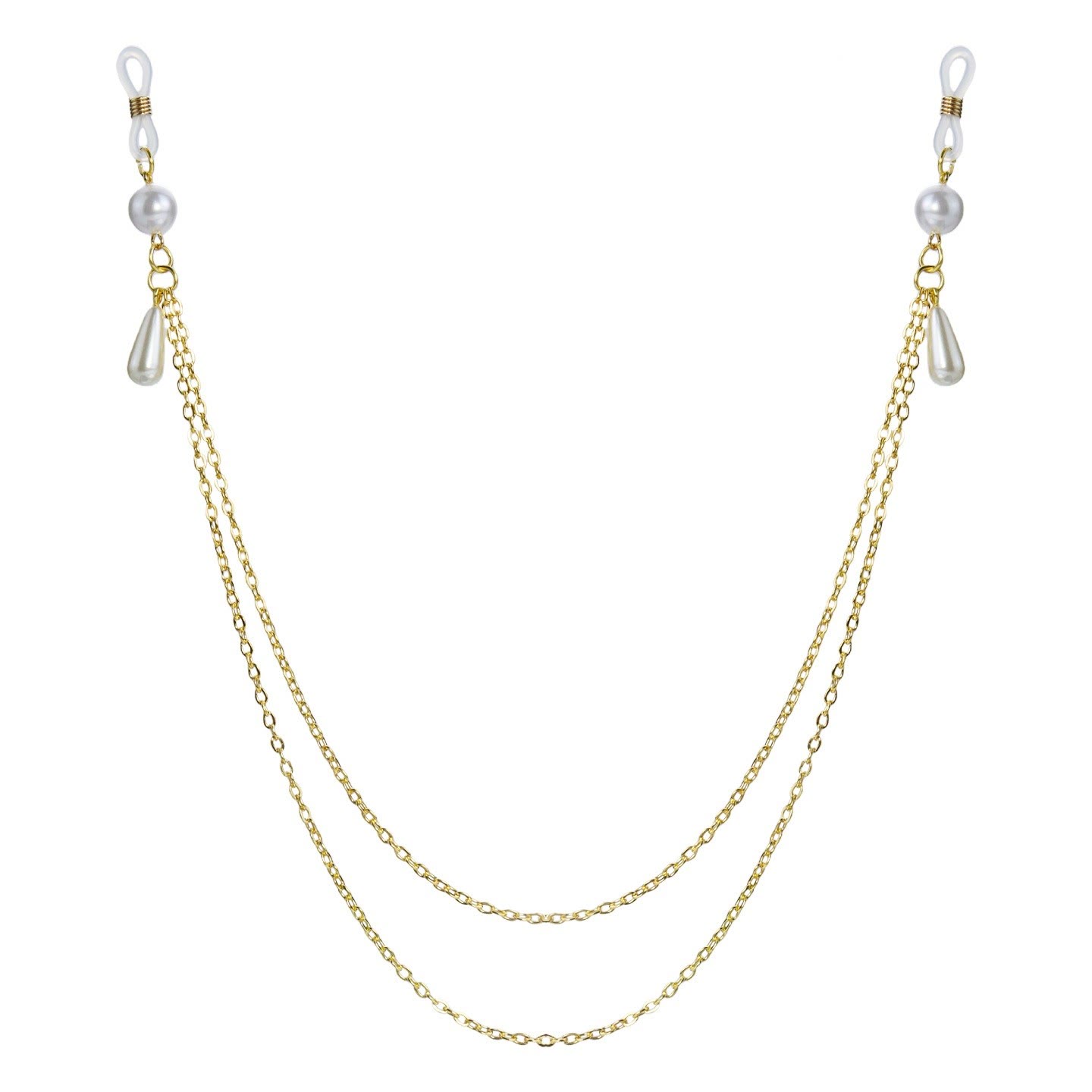Long Chain Pearl Drop Non-Piercing Nipple Rings - GoldLongDrop - image 1
