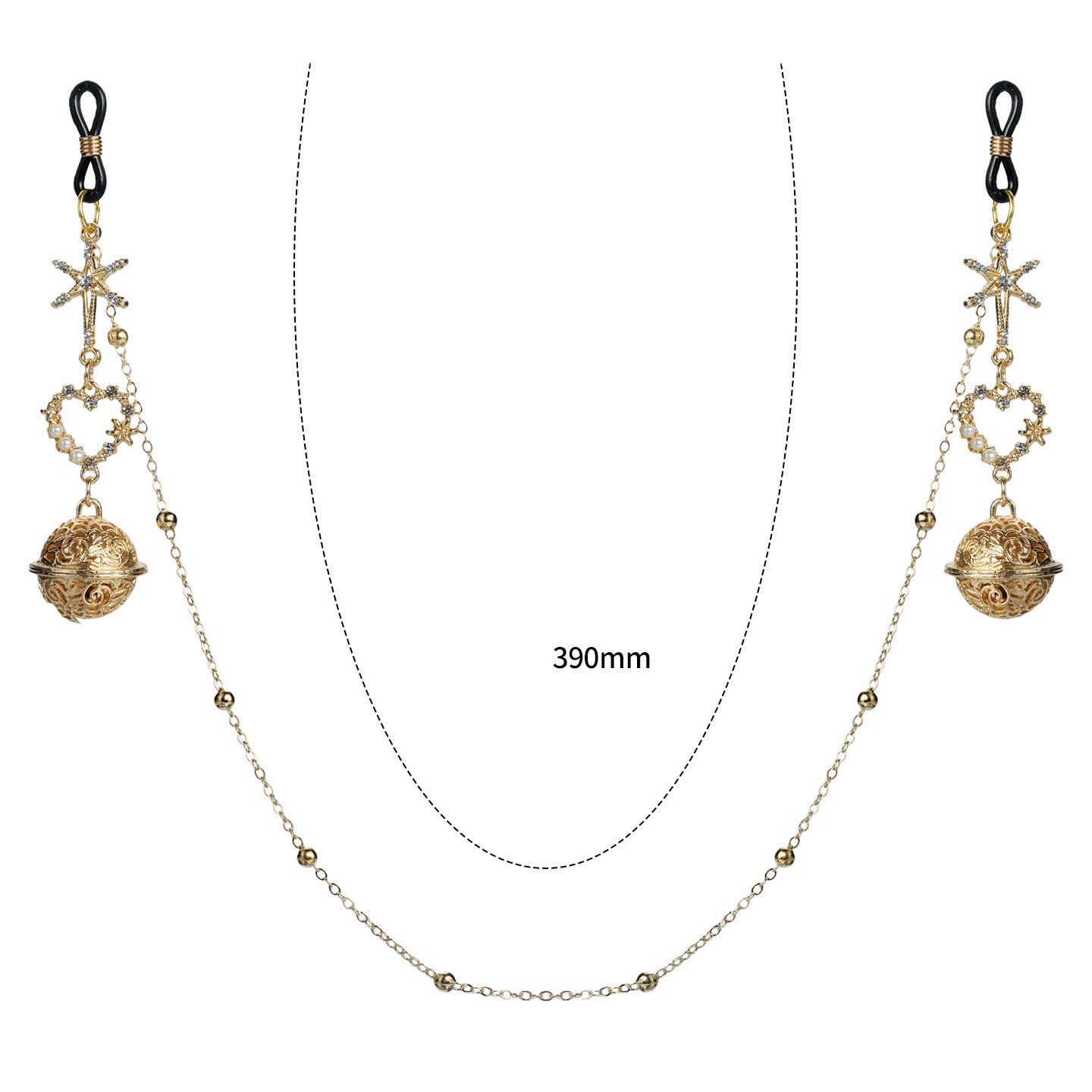Gold Star Heart & Bell Chain Loop Non-Piercing Nipple Rings - image 2