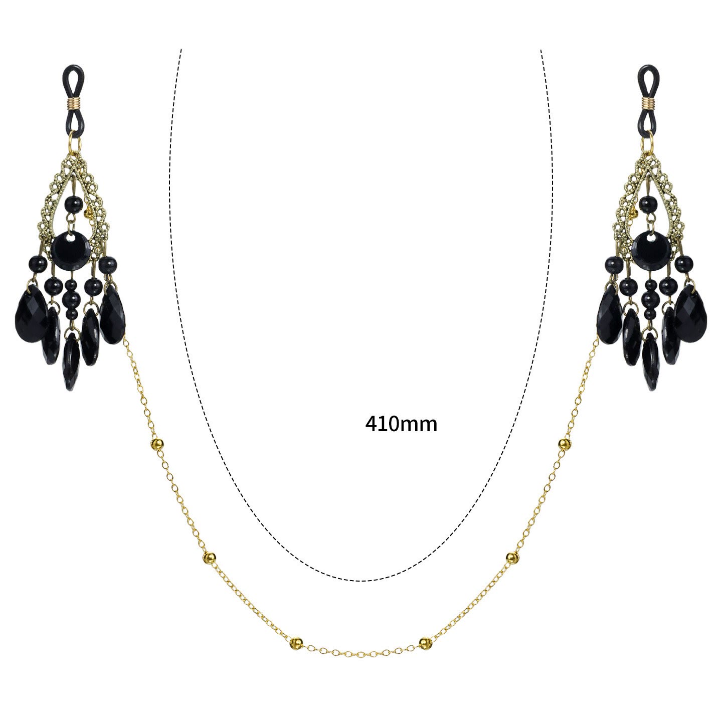 Black Gold Bohemian Loop Chain Non-Piercing Nipple Rings - image 2