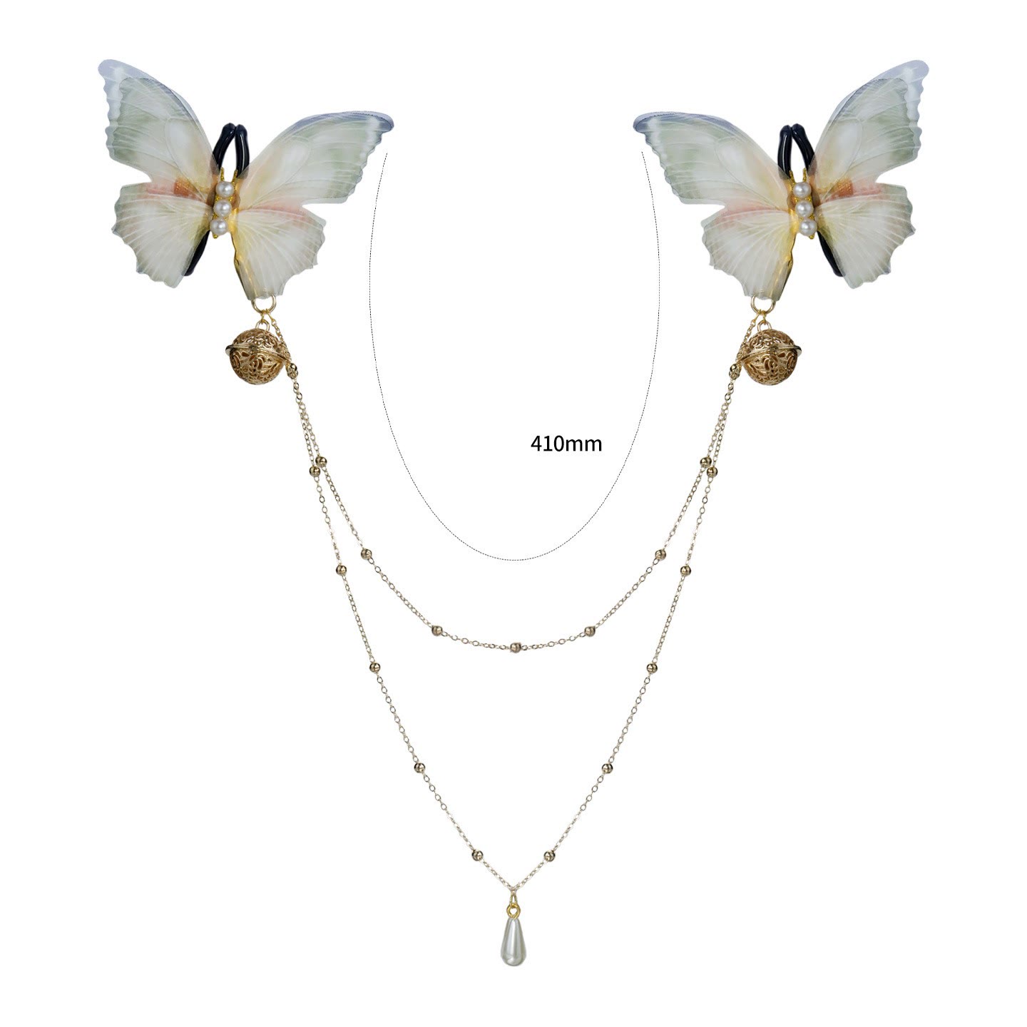 Butterfly Bell Tassel Bead Chain Non-Piercing Nipple Rings - image 4