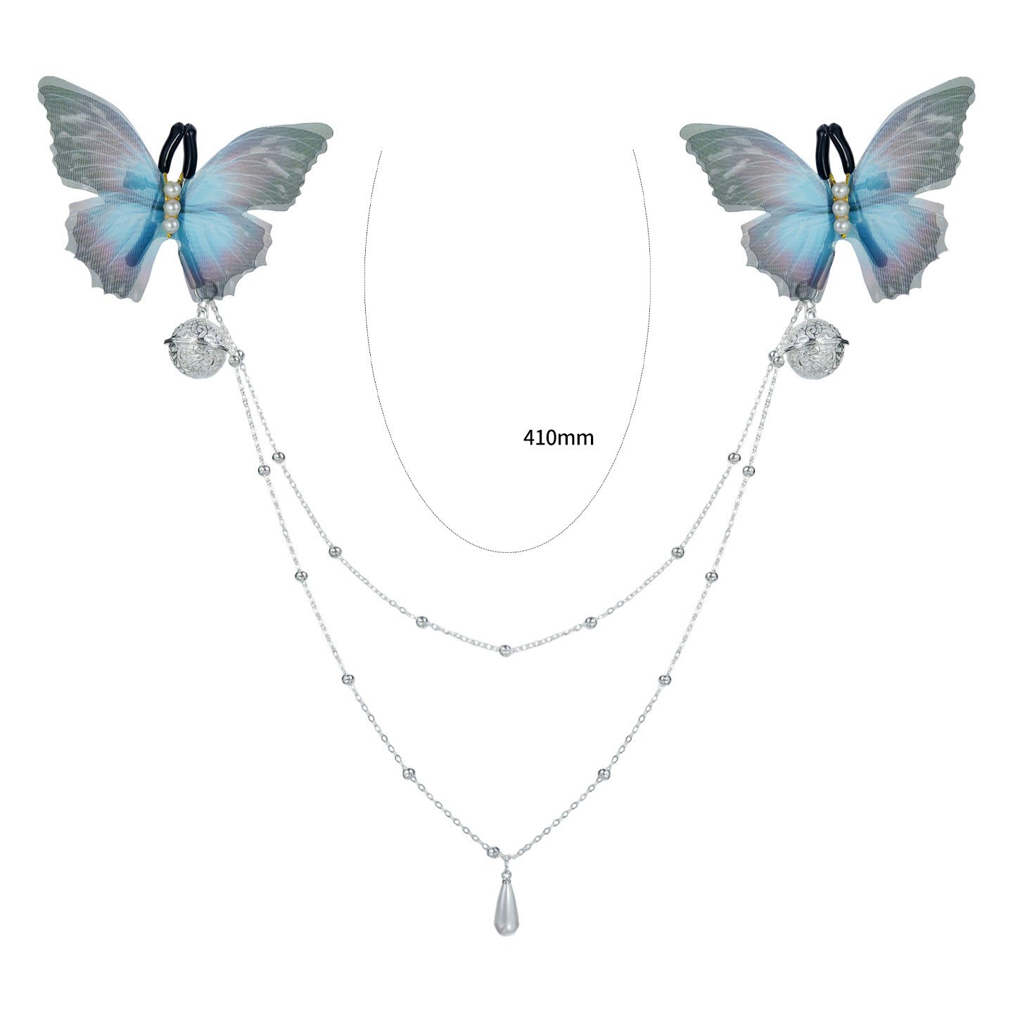 Butterfly Bell Tassel Bead Chain Non-Piercing Nipple Rings - image 3