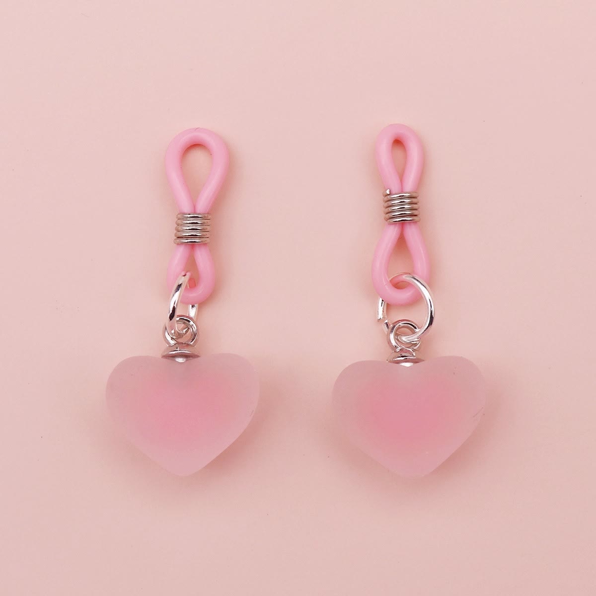 Pink Heart Silicone Loop Non-Piercing Nipple Rings - image 2