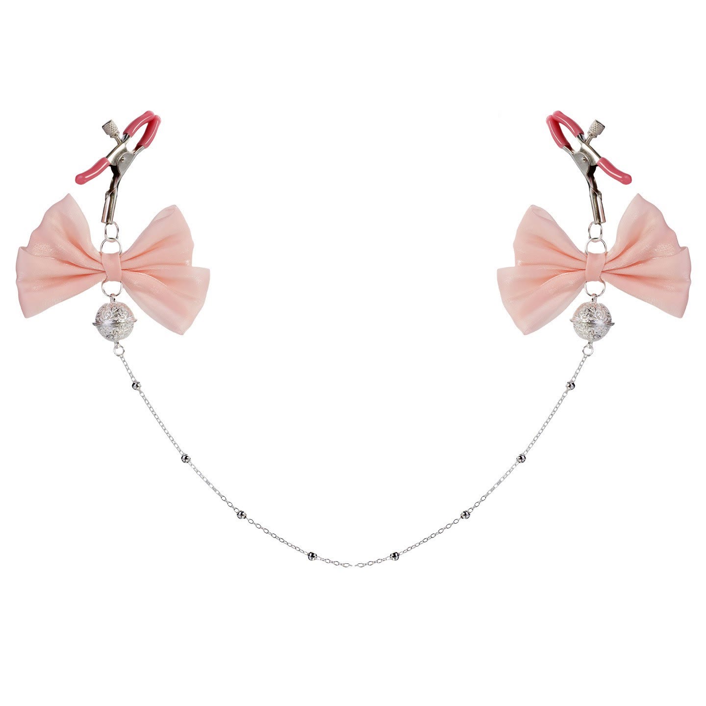 Bow Bell Holographic Adjustable Nipple Rings - Pink - image 2