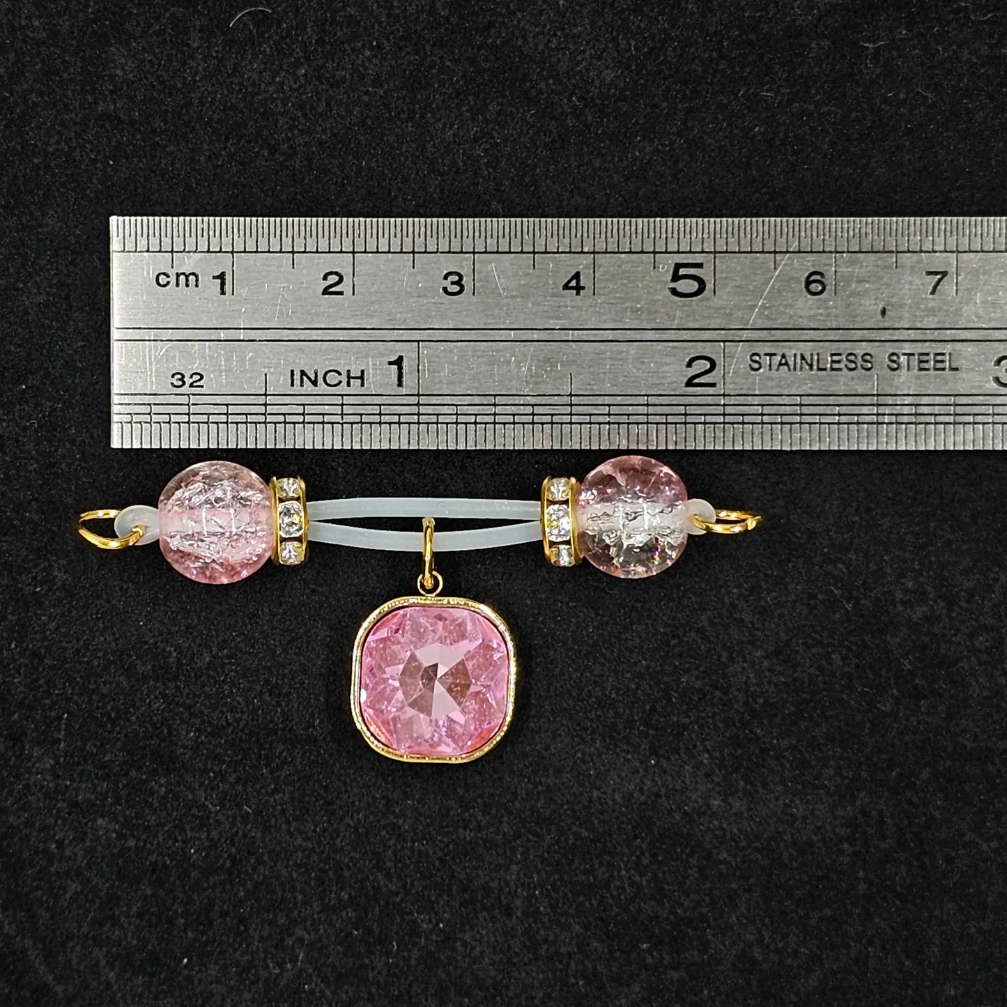 Pink Bead Square Rhinestone Nipple Clamp Adjustable Lingerie Accessories - image 5