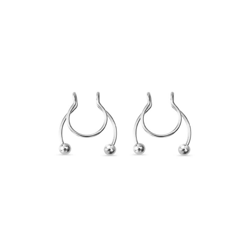 U Shape Non-Piercing Nose Ring - Silver - image 10