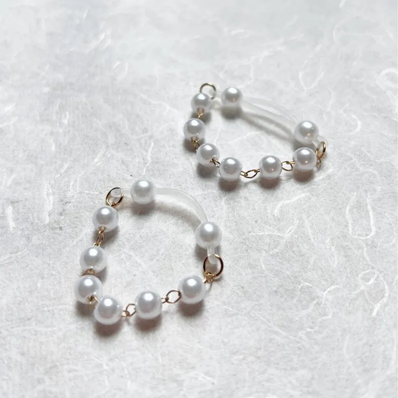 Pearl Adjustable Silicone Loop Nipple Rings - image 4