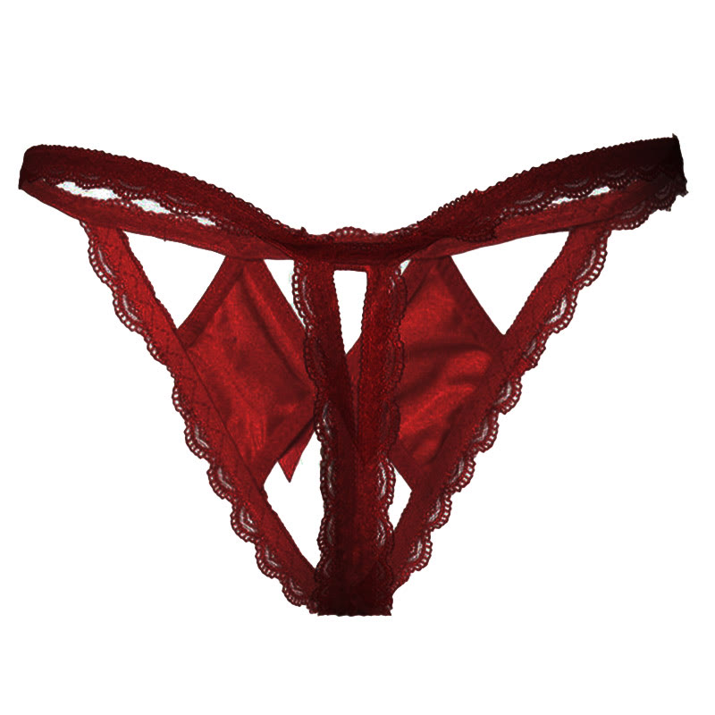 Lace Bow Knot Pearl Decor Sexy G-String - image 6