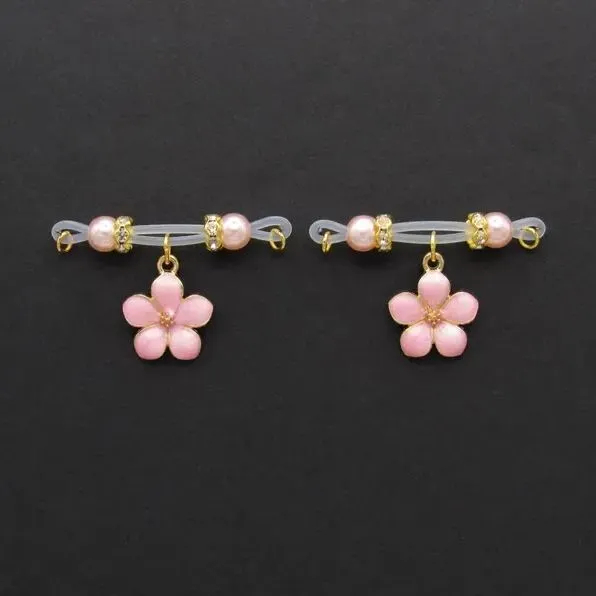 Beaded Adjustable Nipple Clamp SM Accessories - Pink Cherry Blossom Pendant - 2 (a pair) - image 10