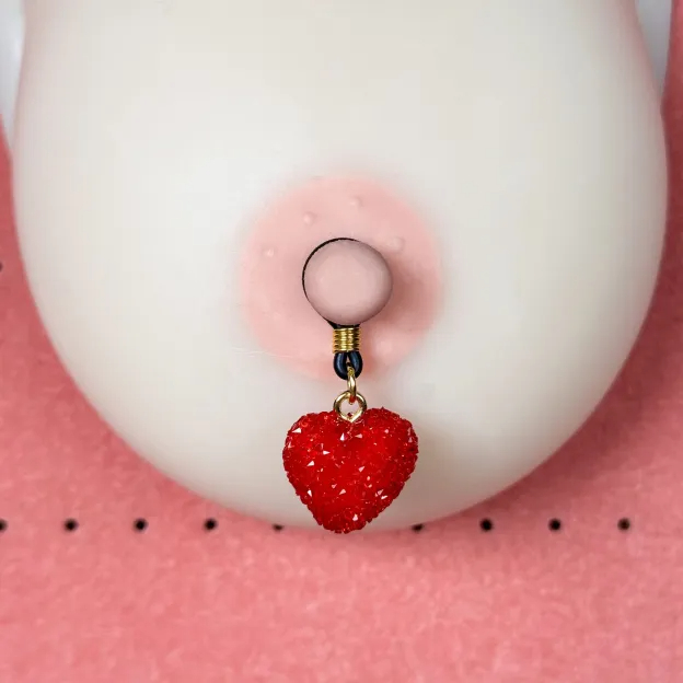 Red Heart Drop Adjustable Non-Piercing Nipple Rings - image 4
