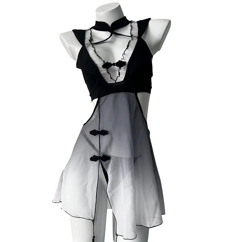 Vintage Hollow Out Backless Lingerie Dress - image 4