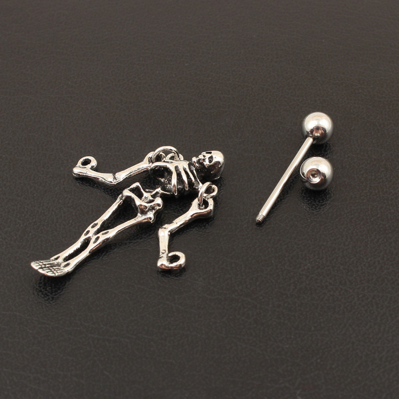 16G Gem Gothic Skull Barbell Nipple Rings - image 4
