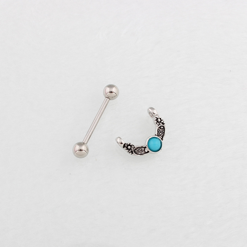 14G Aqua Gem Barbell Nipple Rings - image 4