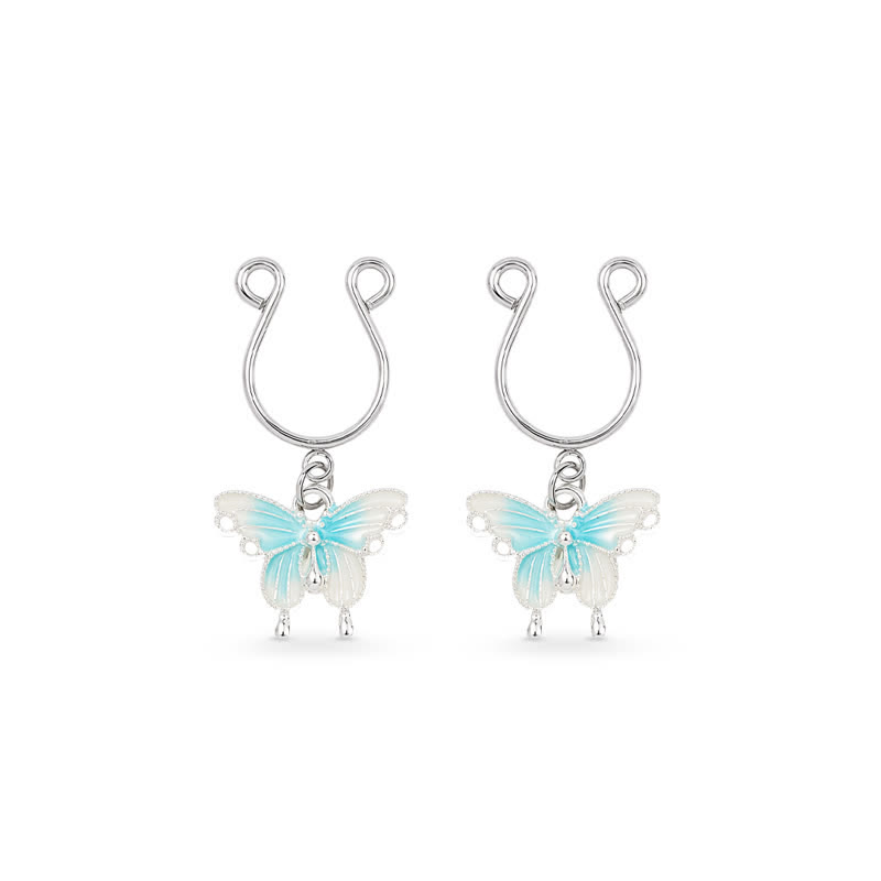 Butterfly Adjustable Fake Nipple Rings - Blue - 2 pack (one pair) - image 8
