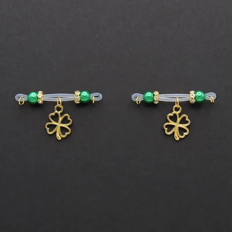 Beaded Adjustable Nipple Clamp SM Accessories - Four-leaf Clover Pendant - 2 (a pair) - image 8