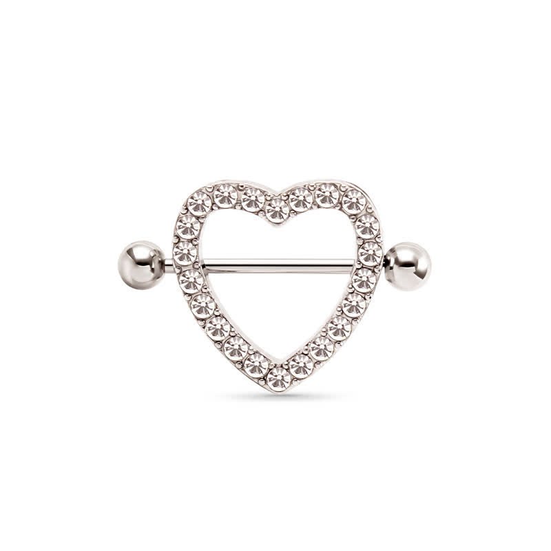 14G Rose Gold Gem Heart Barbell Nipple Rings - image 7