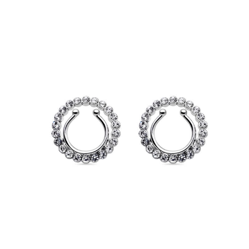 Rhinestone Circle Adjustable Non-Piercing Nipple Rings - White - One pair (2 pieces) - image 7