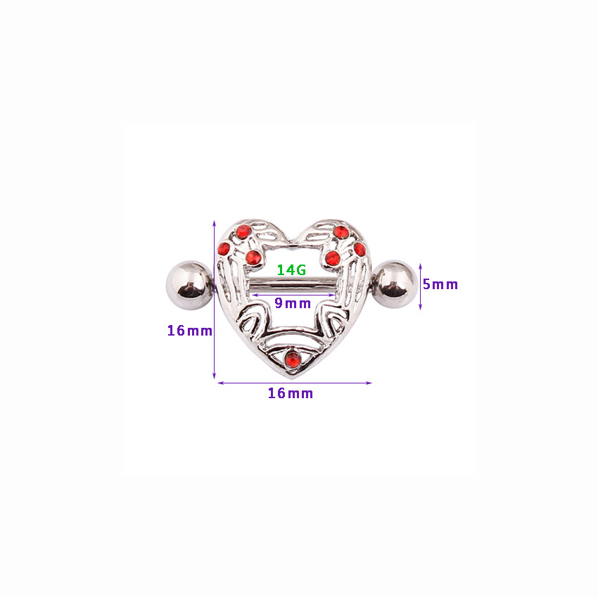 14G Crystal Heart Barbell Nipple Rings - image 4
