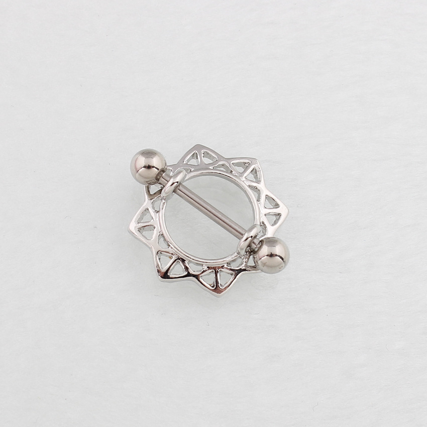 14G Gem Geometric Barbell Nipple Rings - image 4