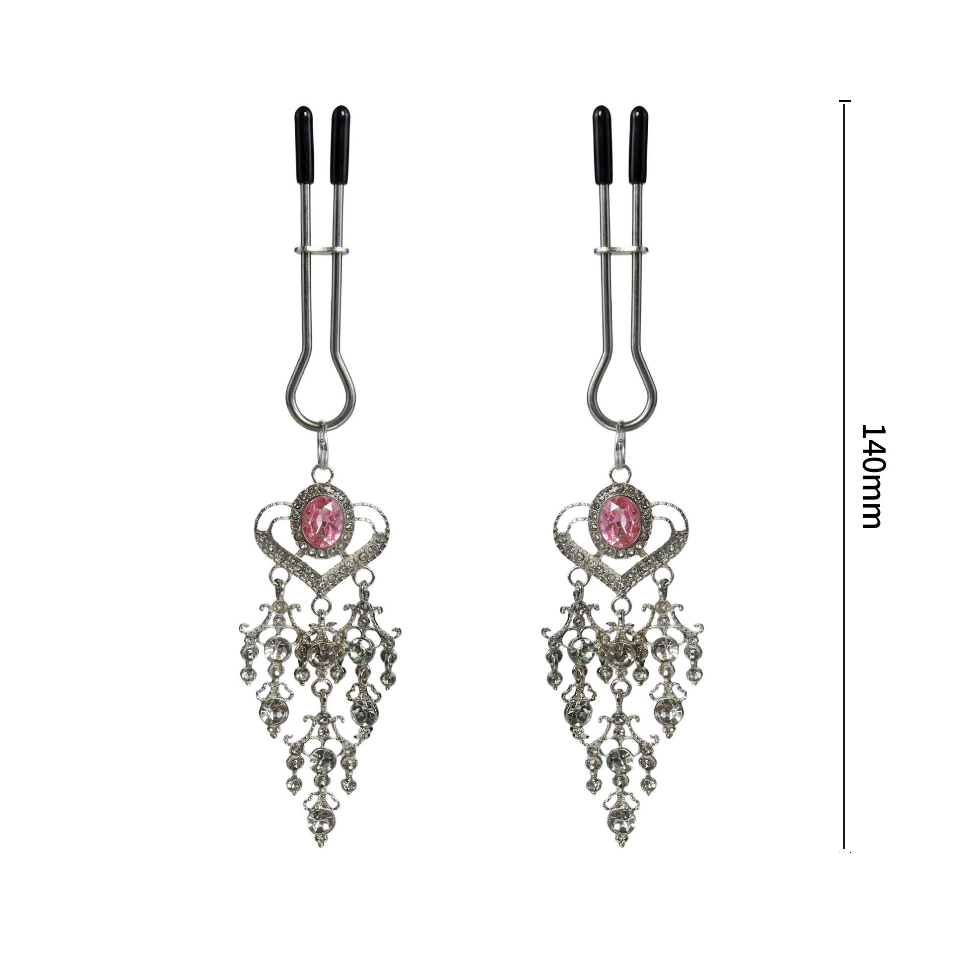 Pink Gem Rhinestone Chandelier Nipple Rings - UClamp - image 4