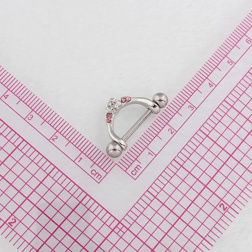 14G Pink CZ Blossom Barbell Nipple Rings - image 5